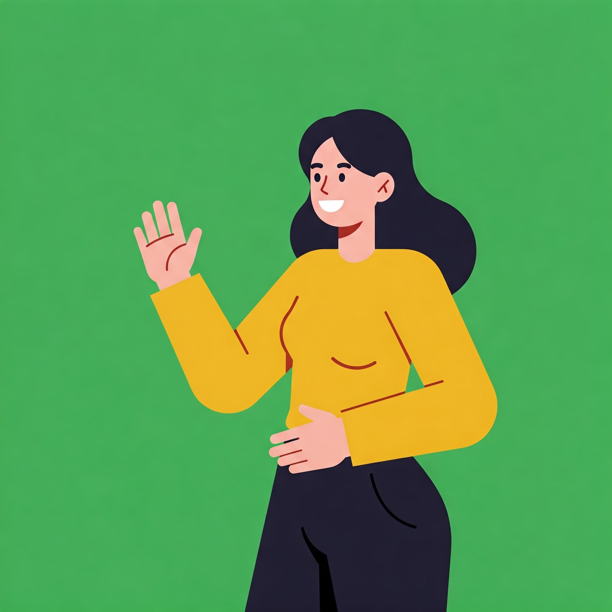 photo of Friendly Woman Waving and Smiling